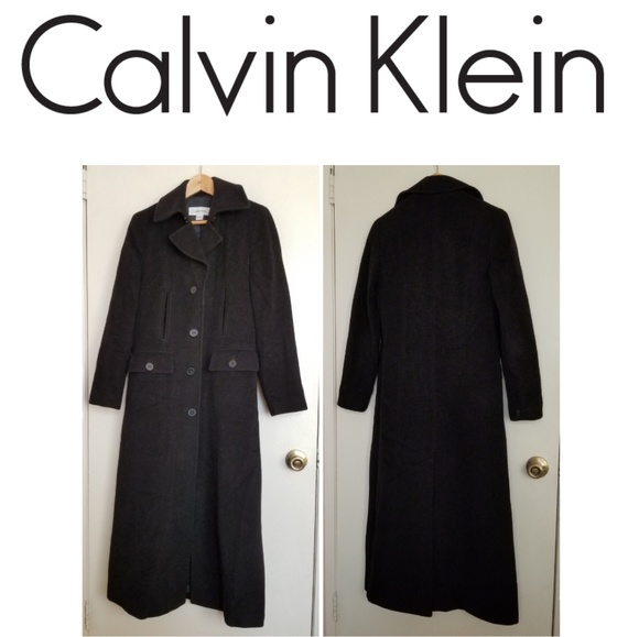 calvin klein faux wool trench coat